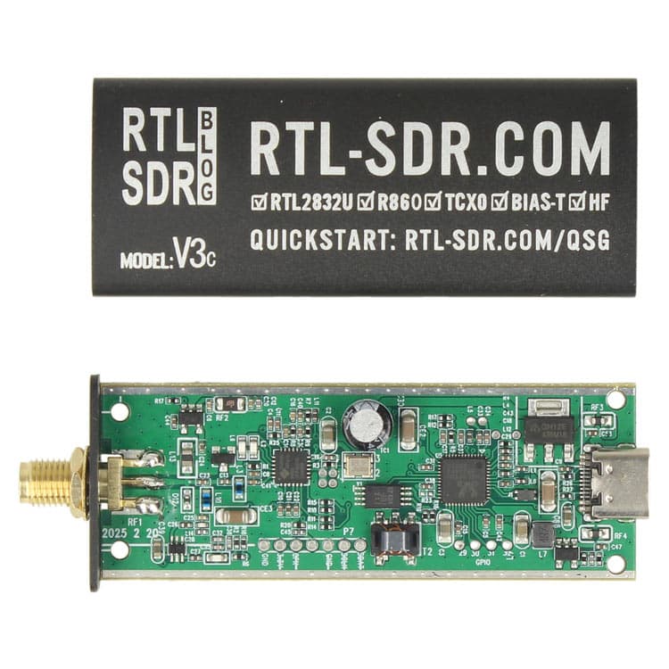 RTL-SDR RTL2832U DVB-T V3c USB-C odbiornik SDR szerokopasmowy 500kHz - 1766MHz (100% oryginał) *najnowsza wersja z USB-C* 