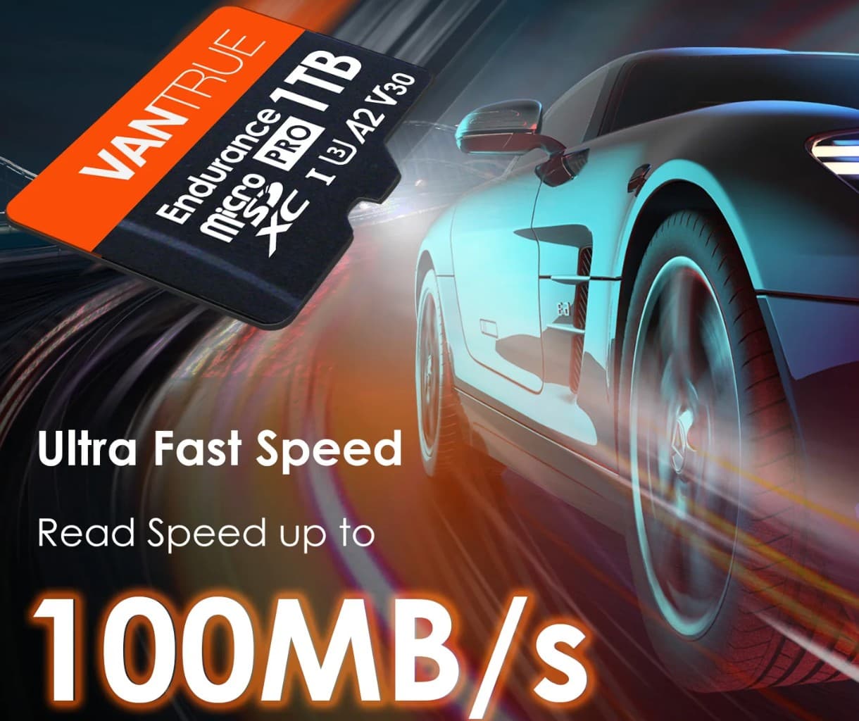 Oryginalna karta pamięci VANTRUE 1TB (1024GB) micro SD XC przeznaczona do kamer samochodowych, monitoringu, GoPro, drona