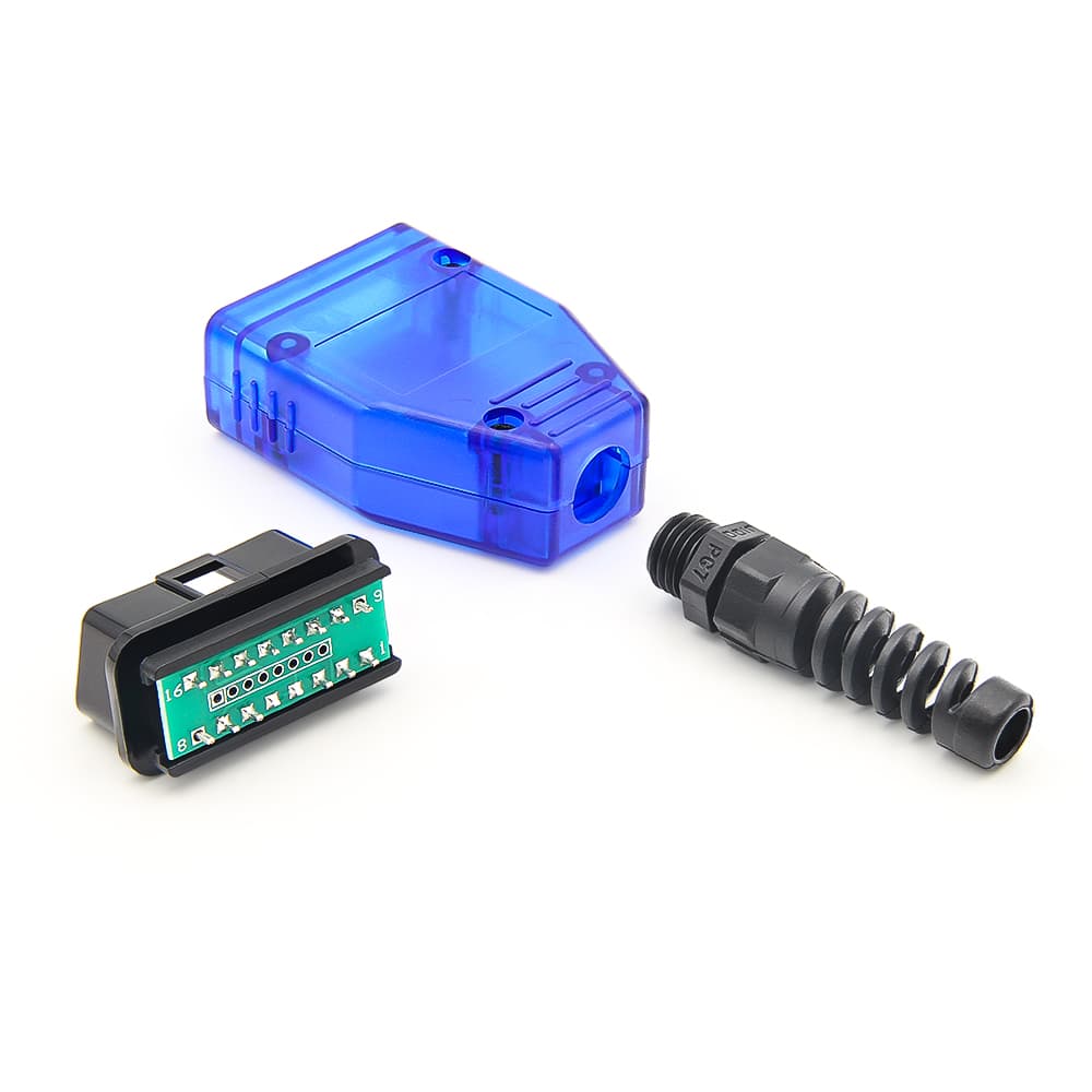 Wtyk OBD-2 12V prosty 16-pin z PCB np. do samochodowych interfejsów diagnostycznych, lokalizatorów GPS (OBD-II)