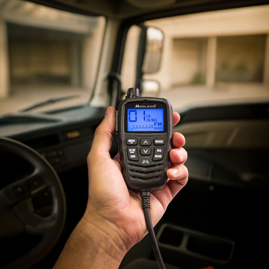 Midland M5 PRO dyskretne CB radio do zabudowy w aucie - sterowanie w mikrofonie - ASQ, VOX, USB-C, Dual Watch (Midland M5-PRO)