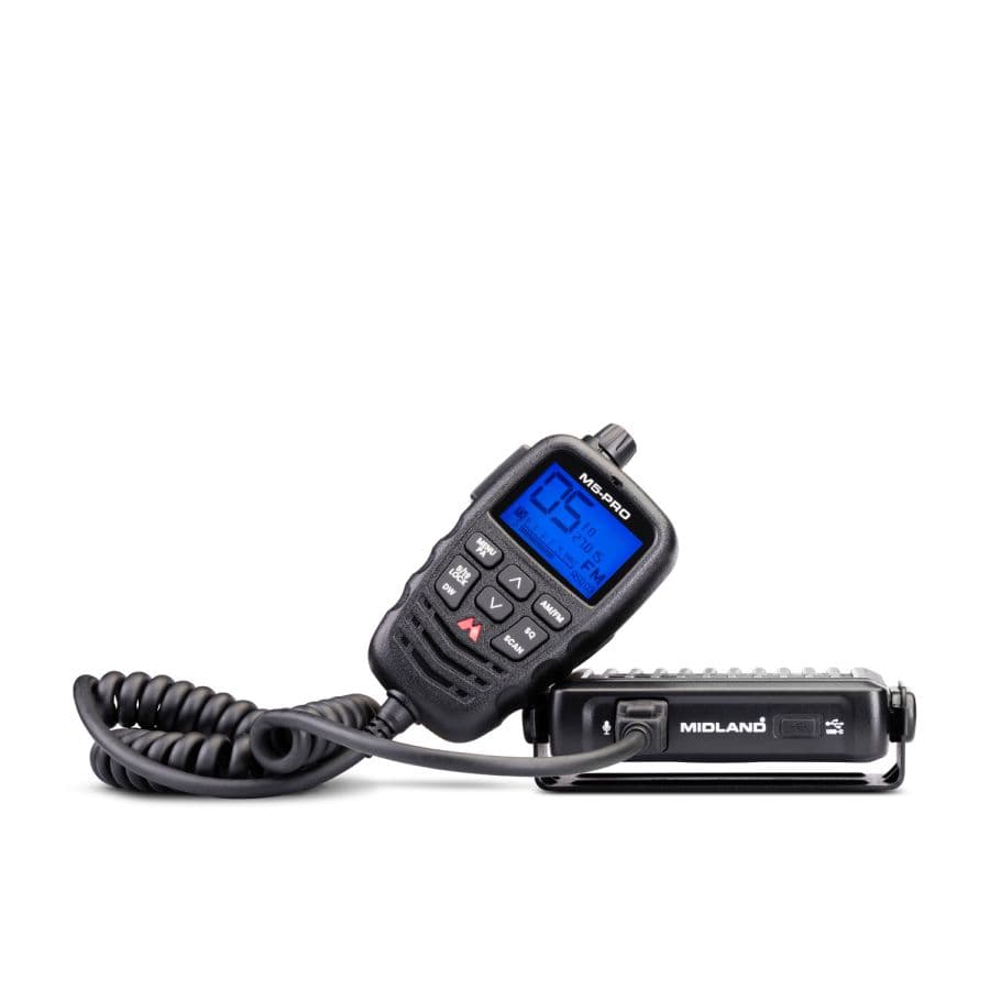 Midland M5 PRO dyskretne CB radio do zabudowy w aucie - sterowanie w mikrofonie - ASQ, VOX, USB-C, Dual Watch (Midland M5-PRO)