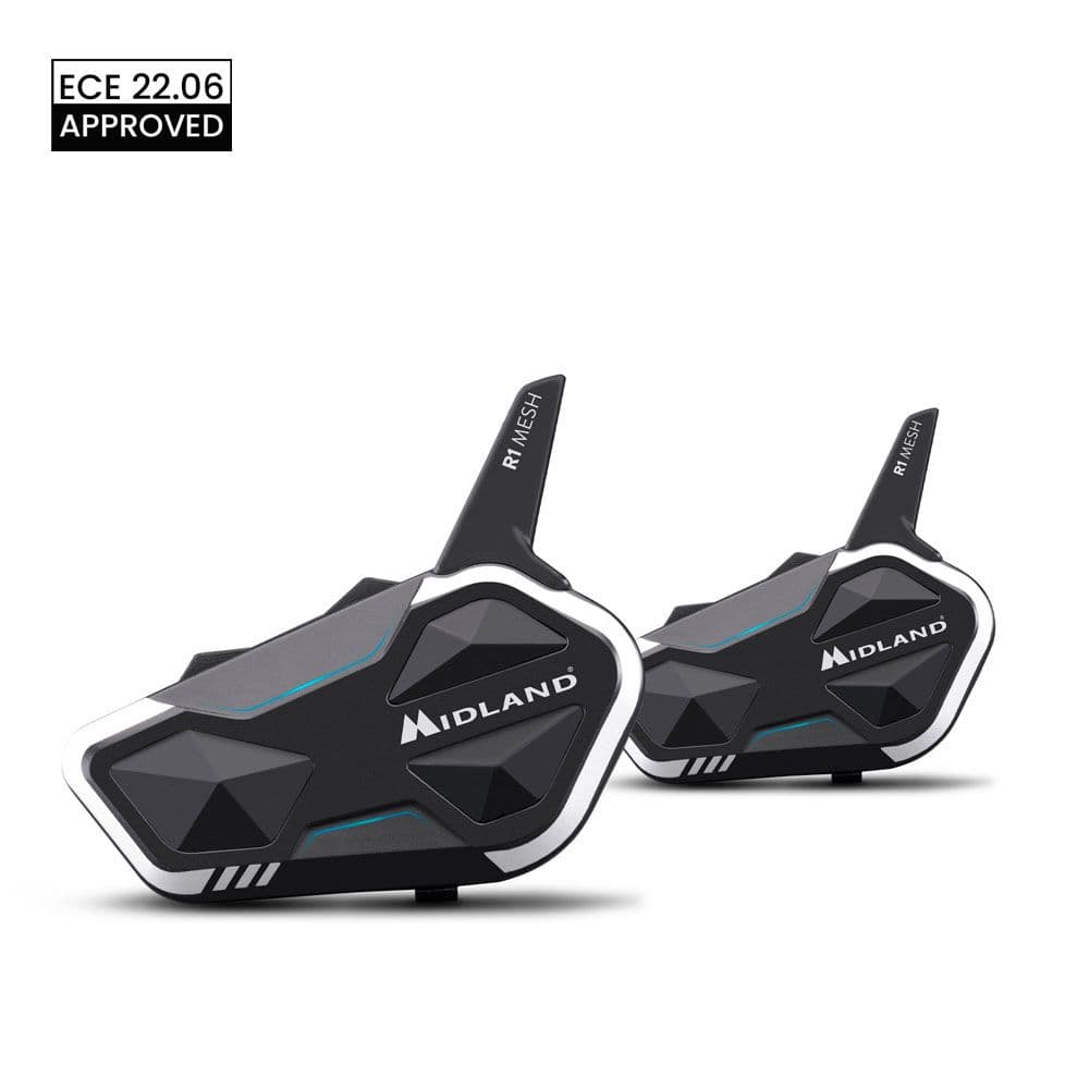 Midland R1 MESH TWIN 2x Interkom z radiem FM + słuchawki i mikrofon - interkom motocyklowy z technologią Mesh i Bluetooth