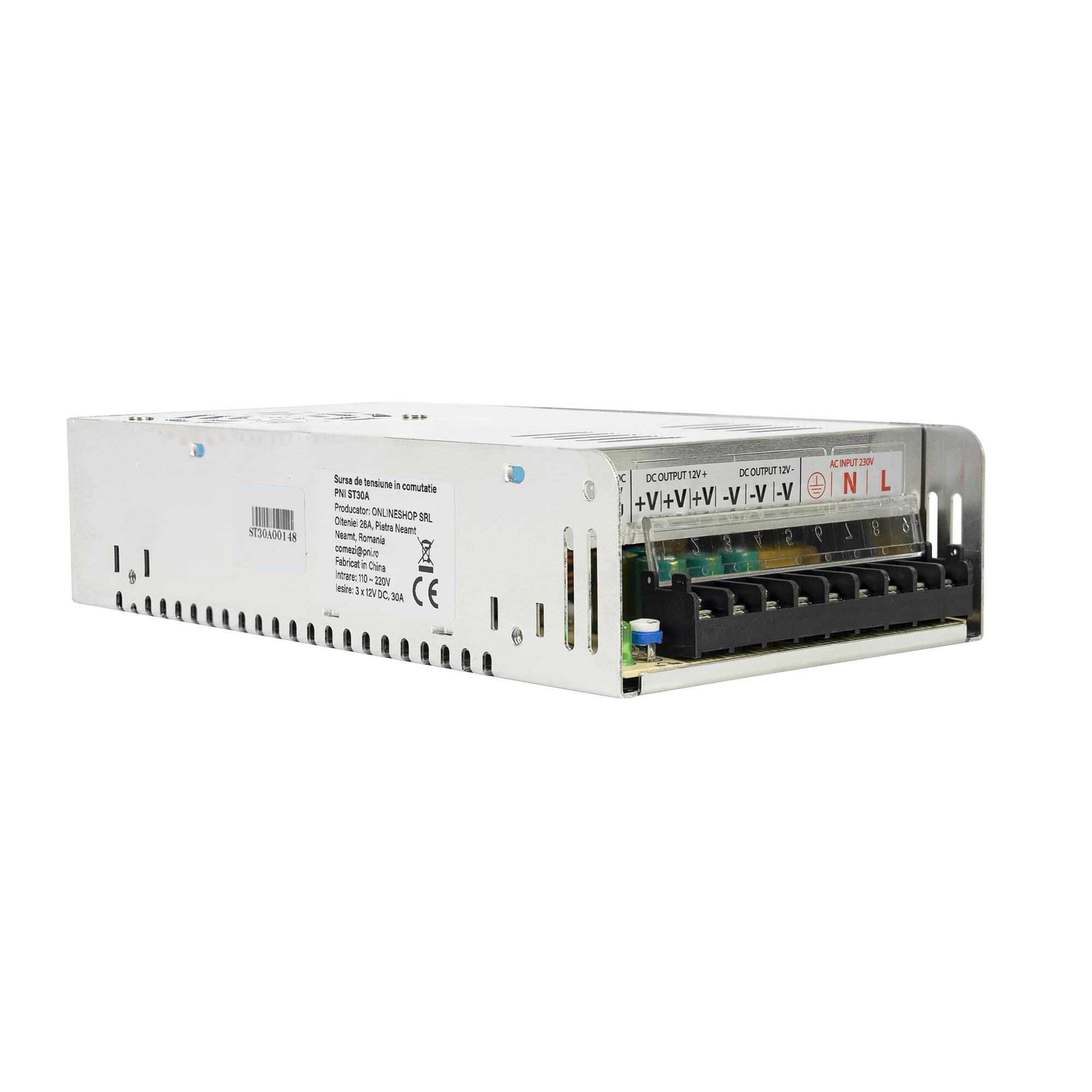 PNI ST30A zasilacz impulsowy stabilizowany 12V 30A 360W do monitoringu CCTV, LED, alarmu, automatyki, kamer IP, rejestratorów DVR