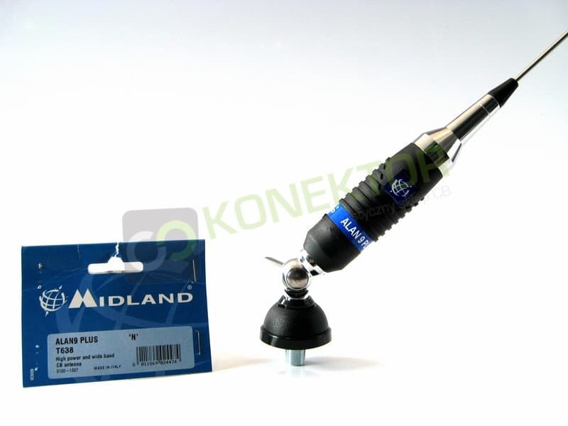 Midland Alan 9 Plus (z motylkiem) Antena CB 155cm + SIRIO MAG 145 DV 16cm kabel 3,60m