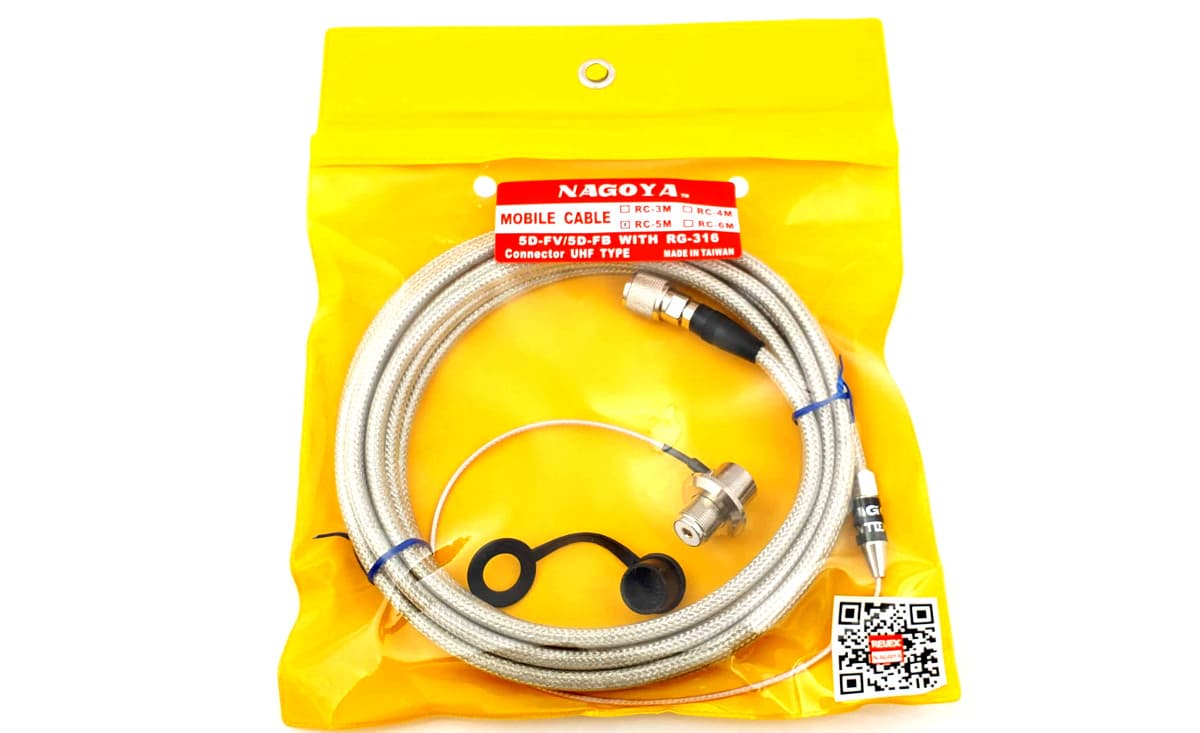 Okablowanie Nagoya RC-6MS - supercienki kabel 35cm + niskostratny 565cm (stopka PL + 6m kabla, wtyk PL-259 do radia)