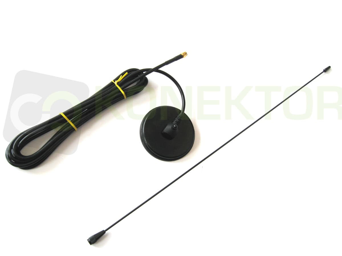 Nagoya UT-308 SMA 55cm Antena samochodowa VHF/UHF do duobandera, skanera (np. Icom IC-R6, AOR AR-MINI) mocny magnes