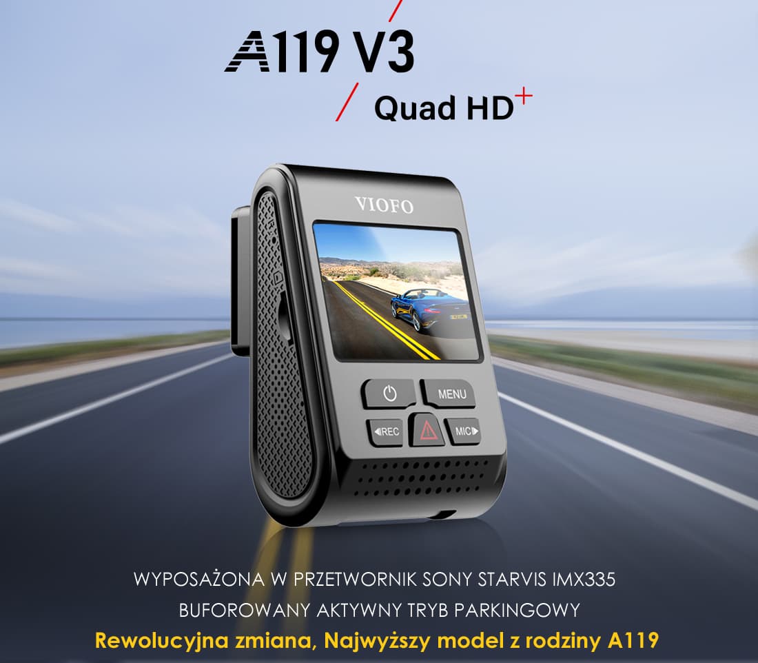 Viofo A119-G V3 dyskretna kamera samochodowa Quad HD+ 1440p 60/30 FPS, GPS, Sony Starvis, G-sensor, mikrofon - Łódź, Zbąszyńska 2