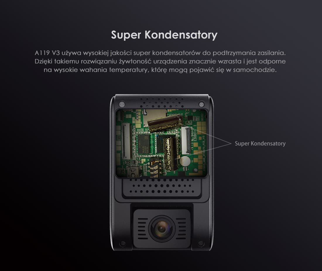 Viofo A119-G V3 dyskretna kamera samochodowa Quad HD+ 1440p 60/30 FPS, GPS, Sony Starvis, G-sensor, mikrofon - Łódź, Zbąszyńska 2