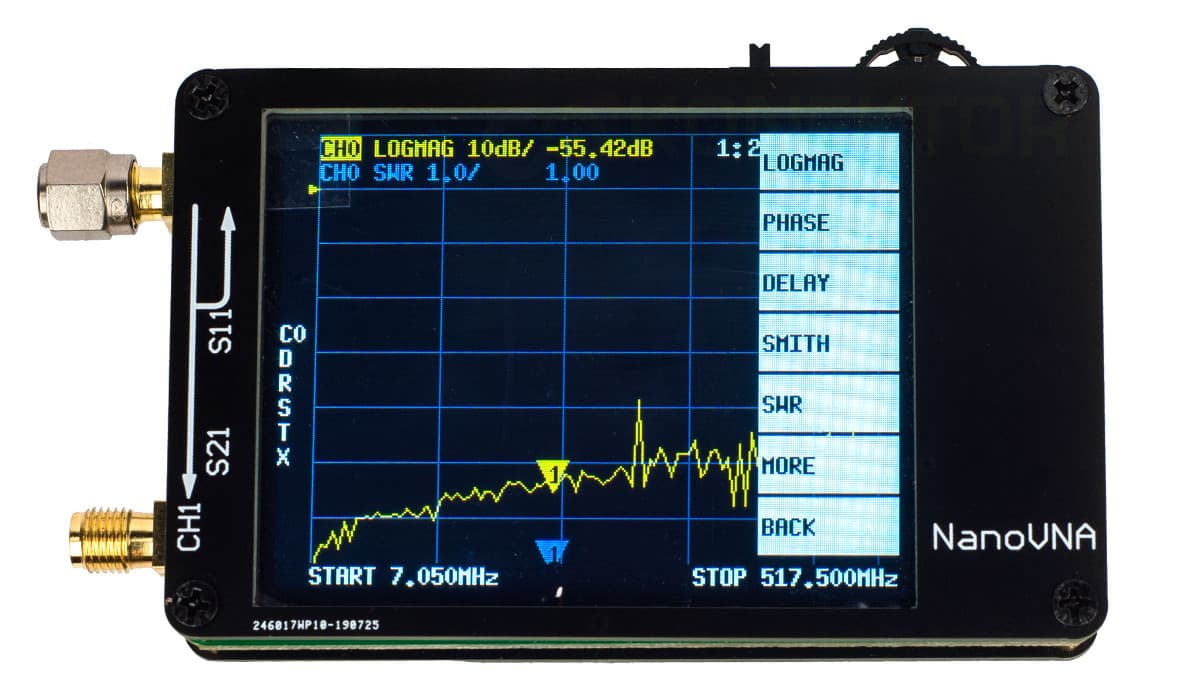 NanoVNA H najmniejszy analizator antenowy 50kHz - 1500MHz KF CB VHF UHF / dotykowy wyświetlacz 2.8" - najnowsza wersja H (NanoVNA-H)