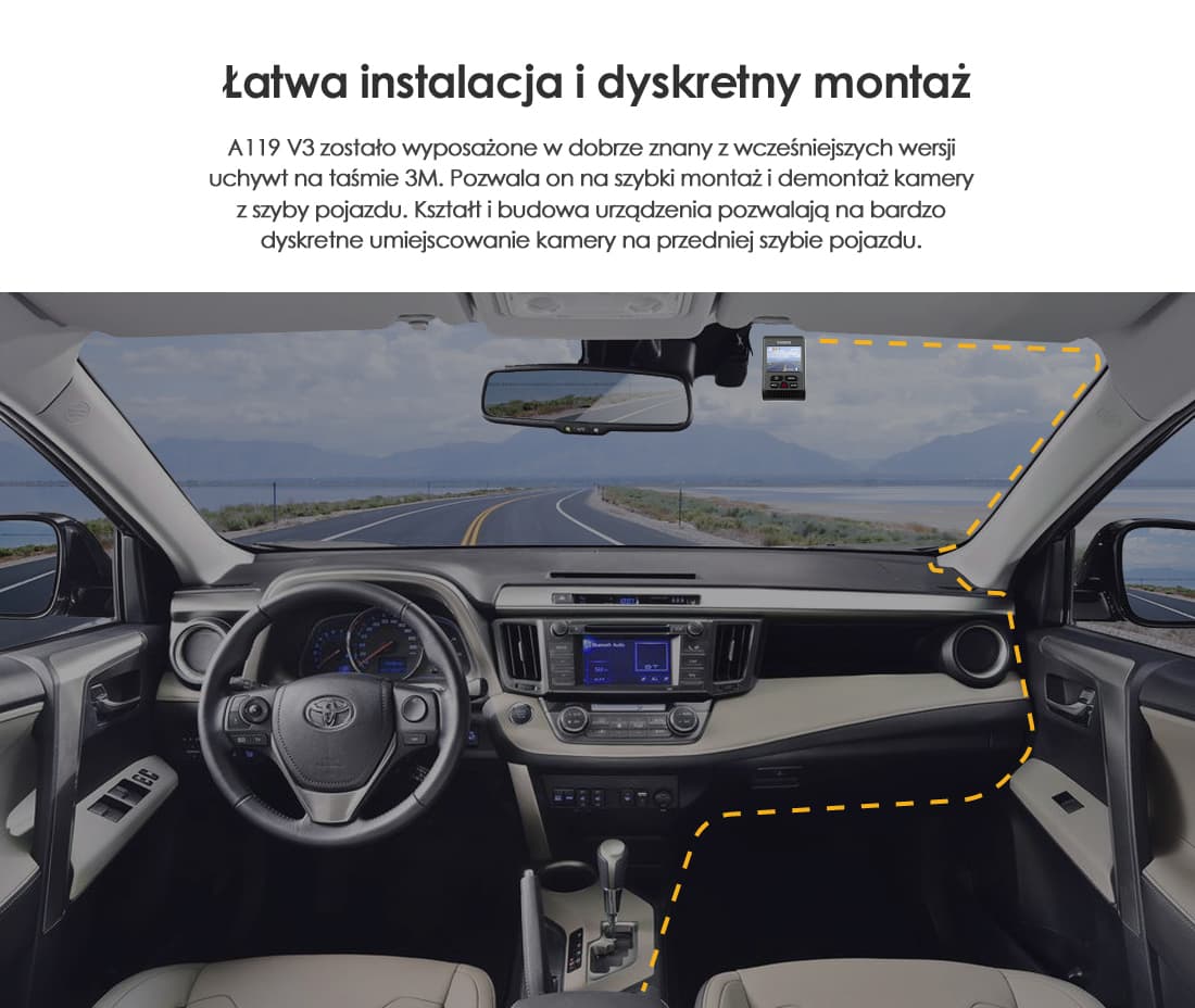 Viofo A119-G V3 dyskretna kamera samochodowa Quad HD+ 1440p 60/30 FPS, GPS, Sony Starvis, G-sensor, mikrofon - Łódź, Zbąszyńska 2