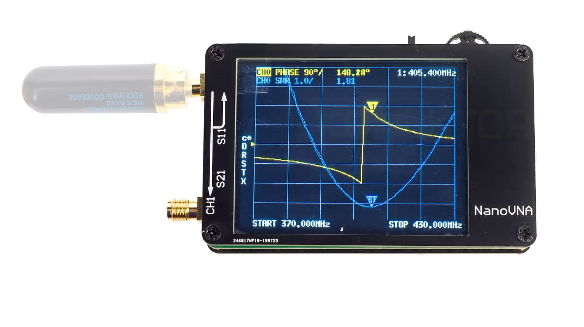 NanoVNA H najmniejszy analizator antenowy 50kHz - 1500MHz KF CB VHF UHF / dotykowy wyświetlacz 2.8" - najnowsza wersja H (NanoVNA-H)