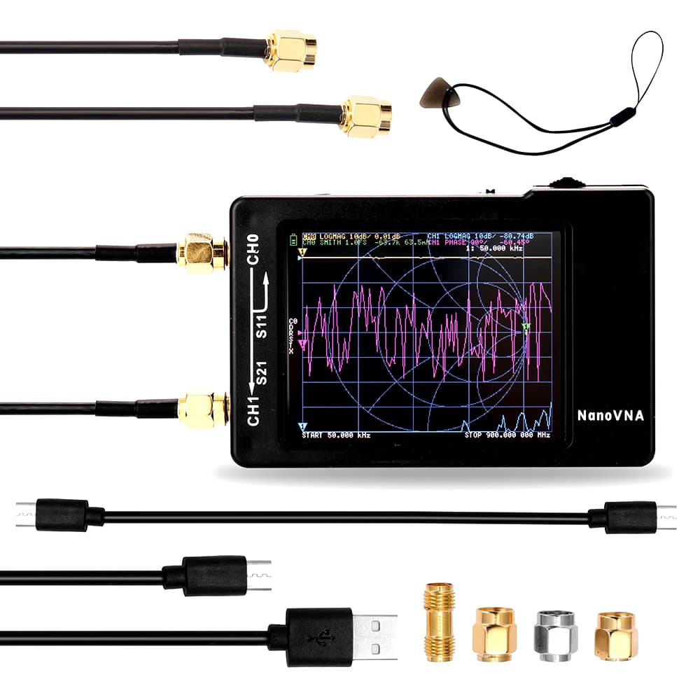 NanoVNA H najmniejszy analizator antenowy 50kHz - 1500MHz KF CB VHF UHF / dotykowy wyświetlacz 2.8" - najnowsza wersja H (NanoVNA-H)