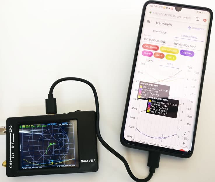NanoVNA H najmniejszy analizator antenowy 50kHz - 1500MHz KF CB VHF UHF / dotykowy wyświetlacz 2.8" - najnowsza wersja H (NanoVNA-H)