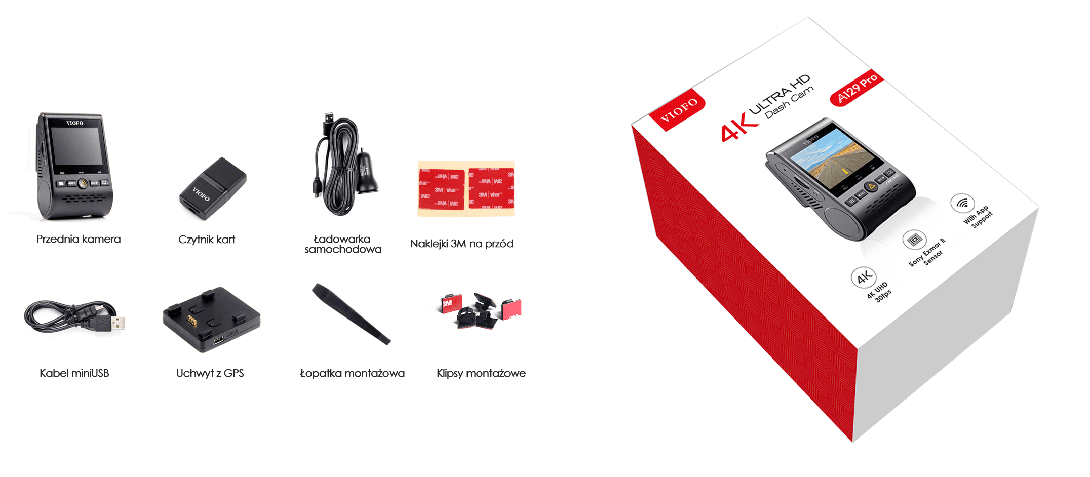 Viofo A129 PRO G dyskretna kamera samochodowa 4K z GPS, Sony Starvis, G-sensor, mikrofon, Wi-Fi, BT - Łódź, Zbąszyńska 2