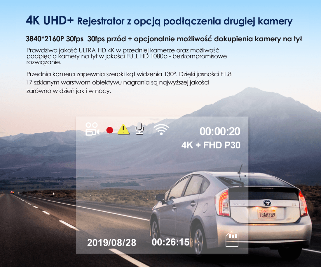 Viofo A129 PRO G dyskretna kamera samochodowa 4K z GPS, Sony Starvis, G-sensor, mikrofon, Wi-Fi, BT - Łódź, Zbąszyńska 2