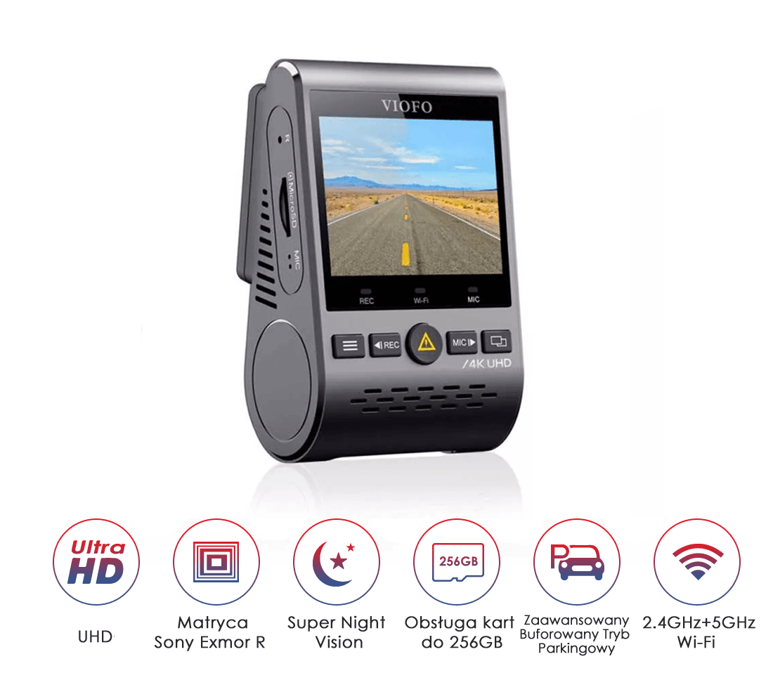 Viofo A129 PRO G dyskretna kamera samochodowa 4K z GPS, Sony Starvis, G-sensor, mikrofon, Wi-Fi, BT - Łódź, Zbąszyńska 2