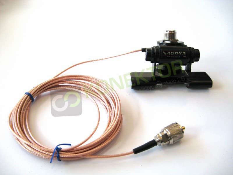 Nagoya RB-700 uchwyt bagażnikowy + okablowanie TFL-316 supercienki kabel 2.35mm długość 5m + wtyk UC-1 do radia