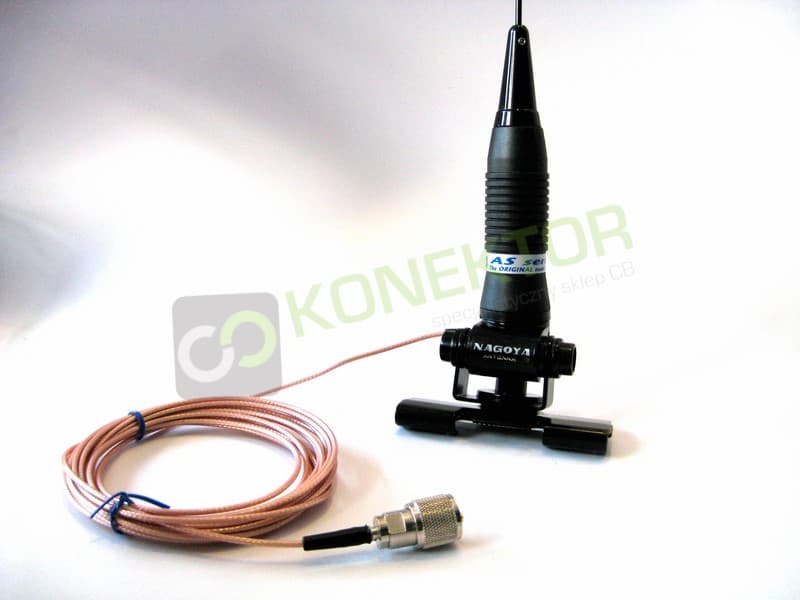 Nagoya RB-700 uchwyt bagażnikowy + okablowanie TFL-316 supercienki kabel 2.35mm długość 5m + wtyk UC-1 do radia