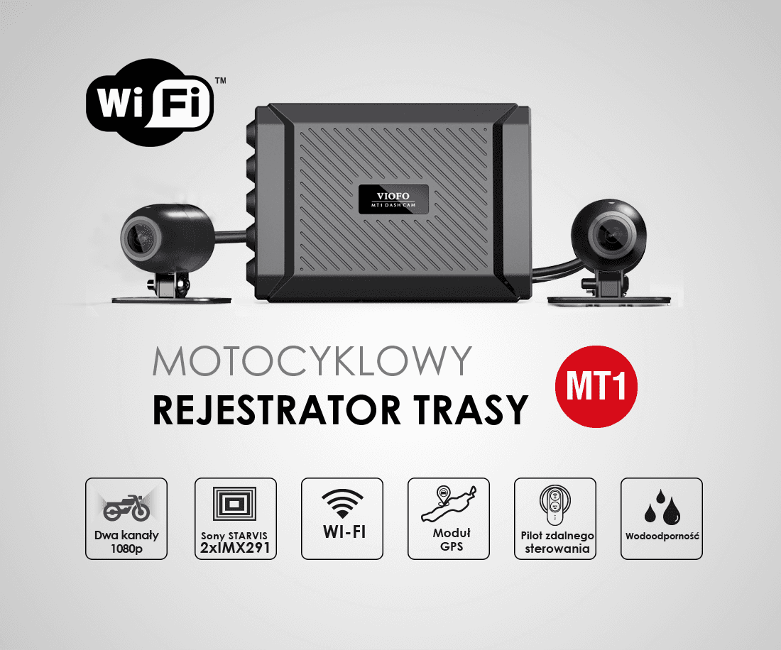 Kamera motocyklowa VIOFO MT1 rejestrator jazdy 2CH Full HD 1080p / WiFi / GPS - Łódź ul. Zbąszyńska 2