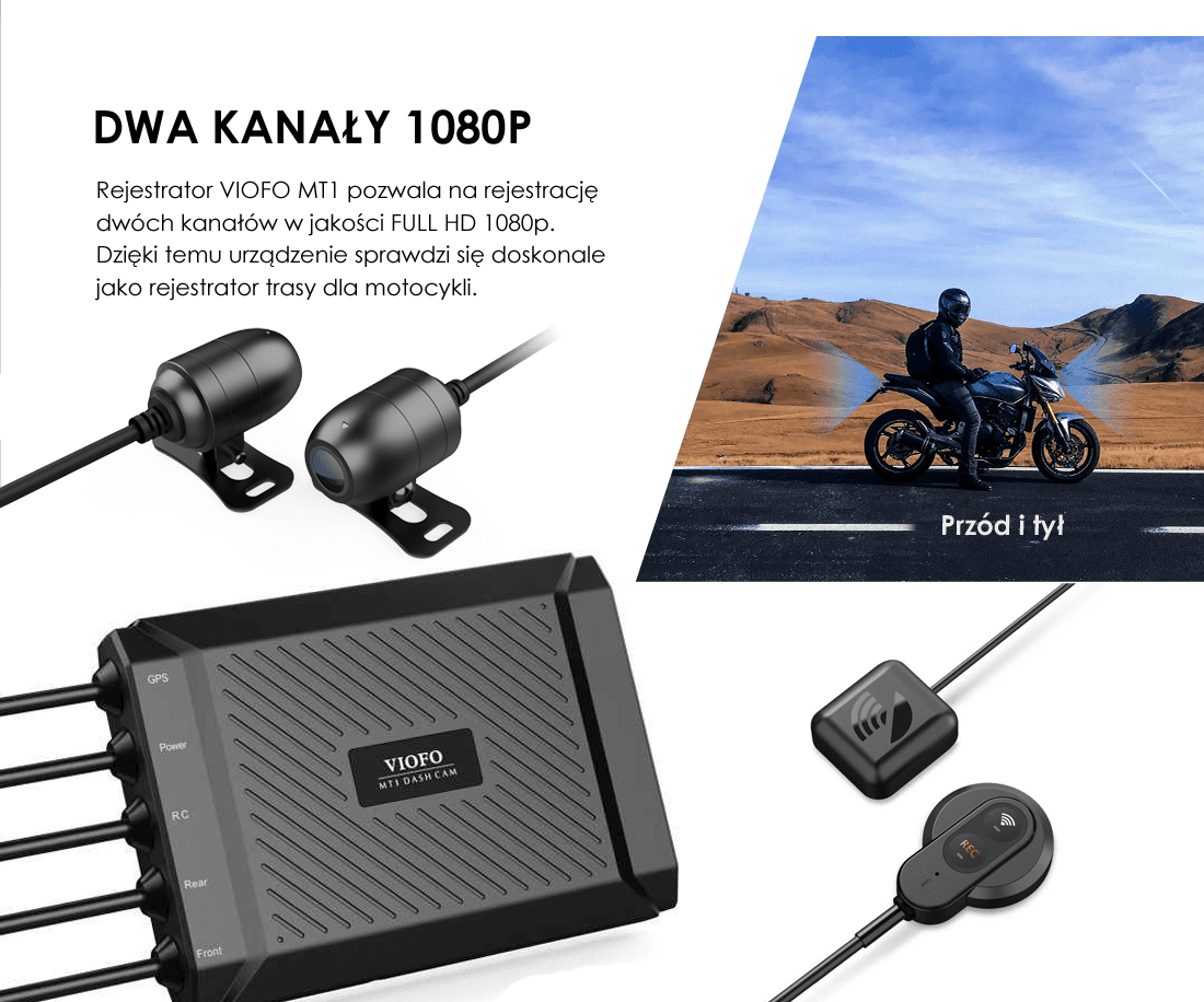 Kamera motocyklowa VIOFO MT1 rejestrator jazdy 2CH Full HD 1080p / WiFi / GPS - Łódź ul. Zbąszyńska 2