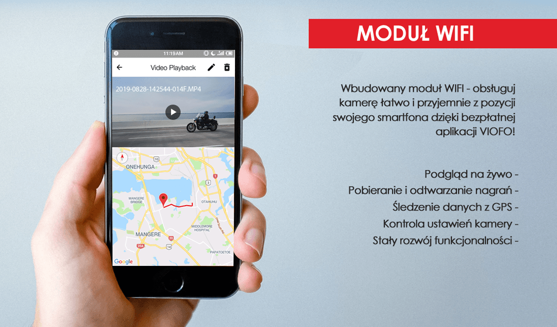 Kamera motocyklowa VIOFO MT1 rejestrator jazdy 2CH Full HD 1080p / WiFi / GPS - Łódź ul. Zbąszyńska 2