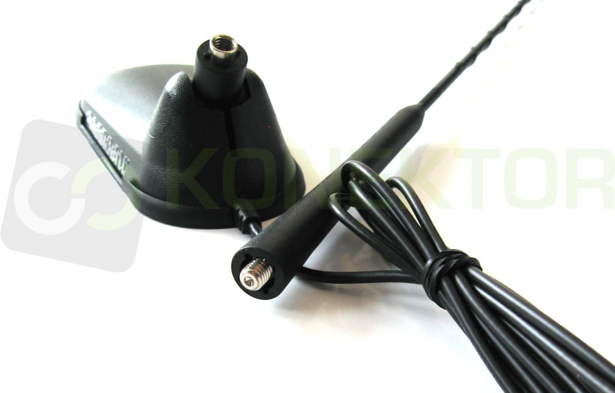 President New York antena CB 52cm - wersja z dłuższym kablem 7m - dyskretny wygląd jak antena FM, super mocny magnes (President Virginia z pochyleniem)