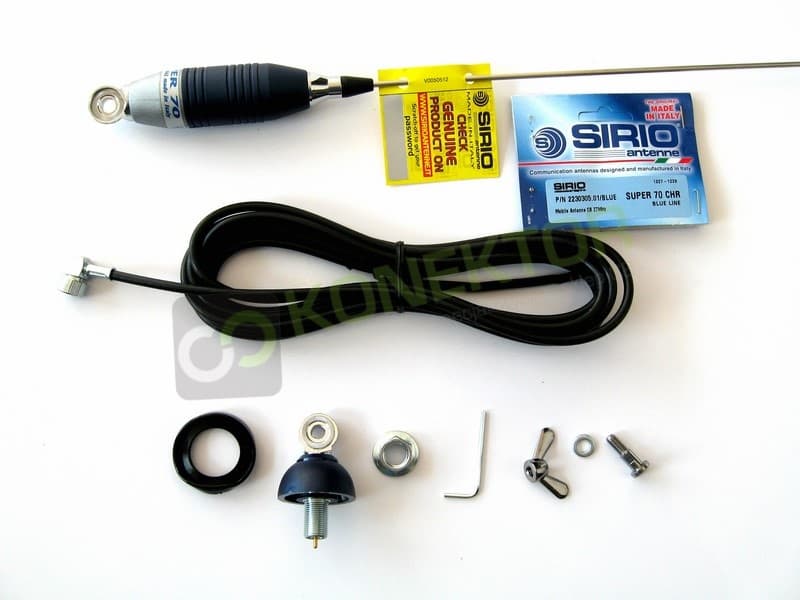 SIRIO SUPER 70 Antena CB 70cm kabel 4m + UCHWYT KLAPOWY SF-40