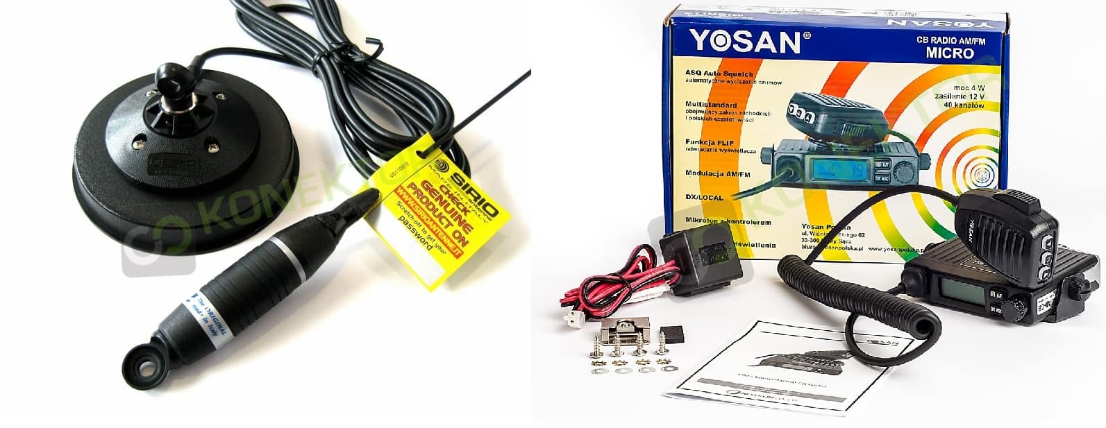 Yosan MICRO V2 + Sirio Omega 27 MAG 125 antena CB 95cm dobry zestaw CB radio