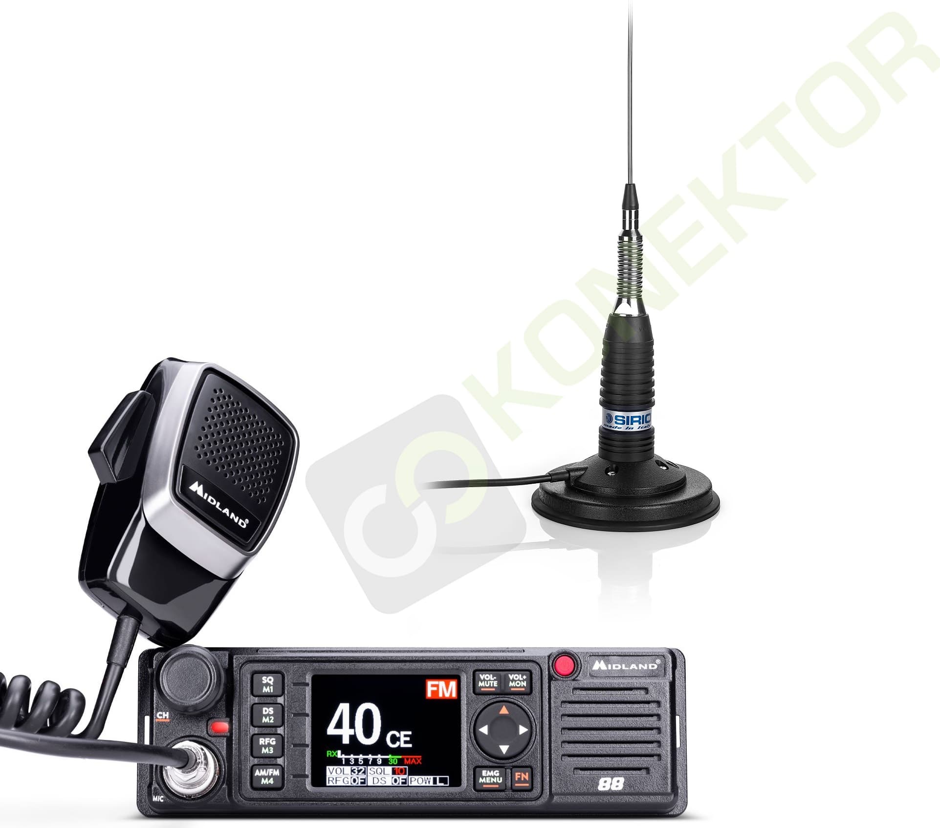 MIDLAND 88 + SIRIO ML-145 MAG 142cm kabel 3,60m zestaw CB radio