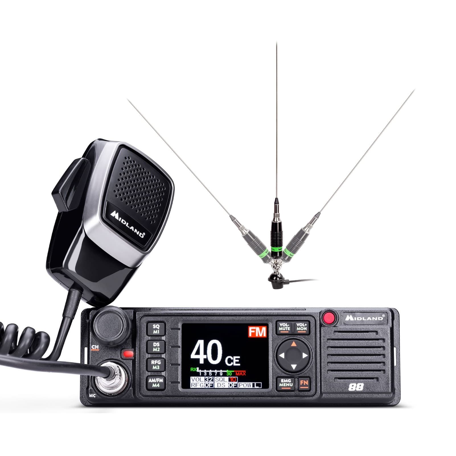 MIDLAND 88 + LEMM AT-71 MAGNUM antena CB montażowa 165cm kabel 4m zestaw CB radio