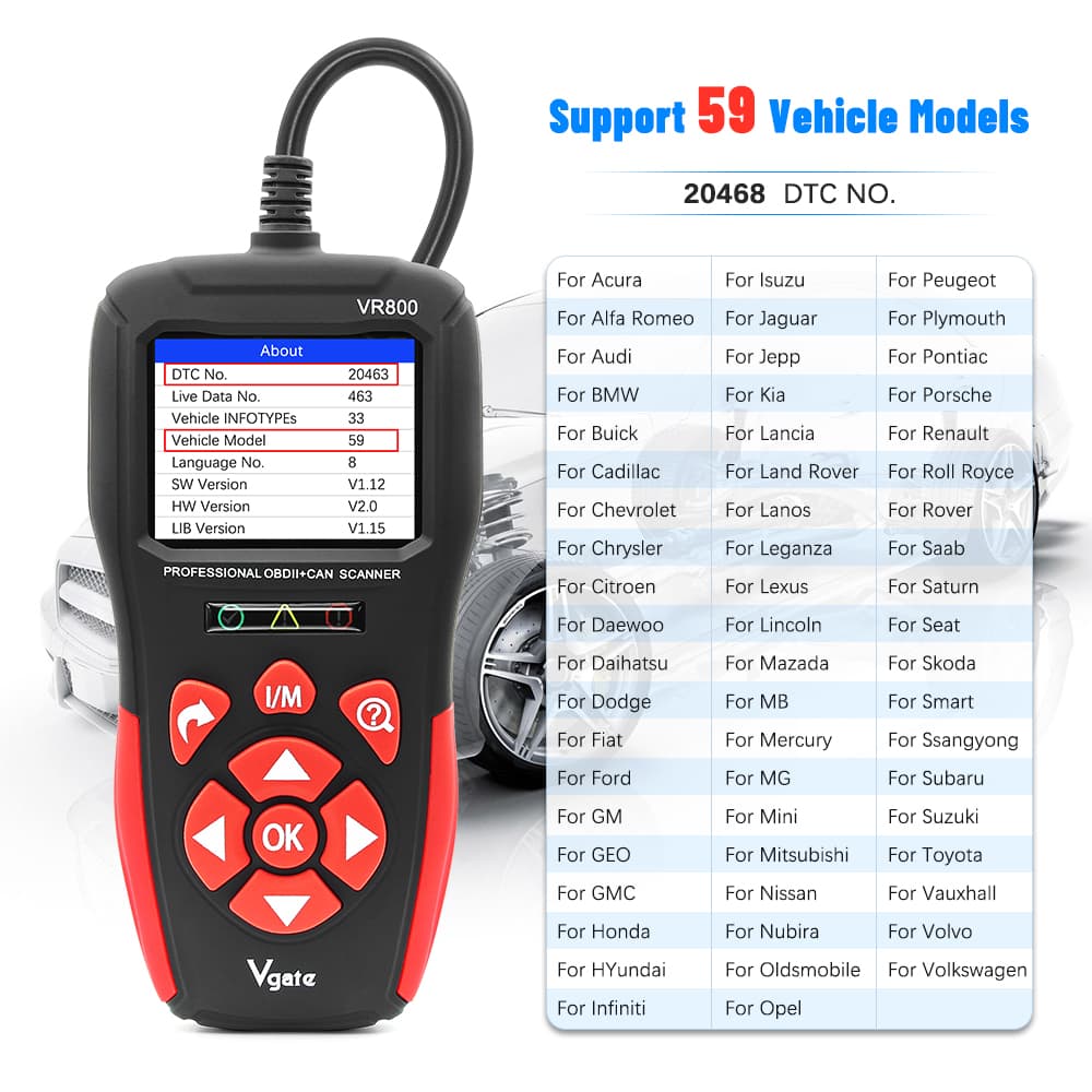 Diagnostyka motocykli Yamaha szyna CAN - Zestaw skaner błędów Vgate VR800 z językiem polskim + adapter 4-pin