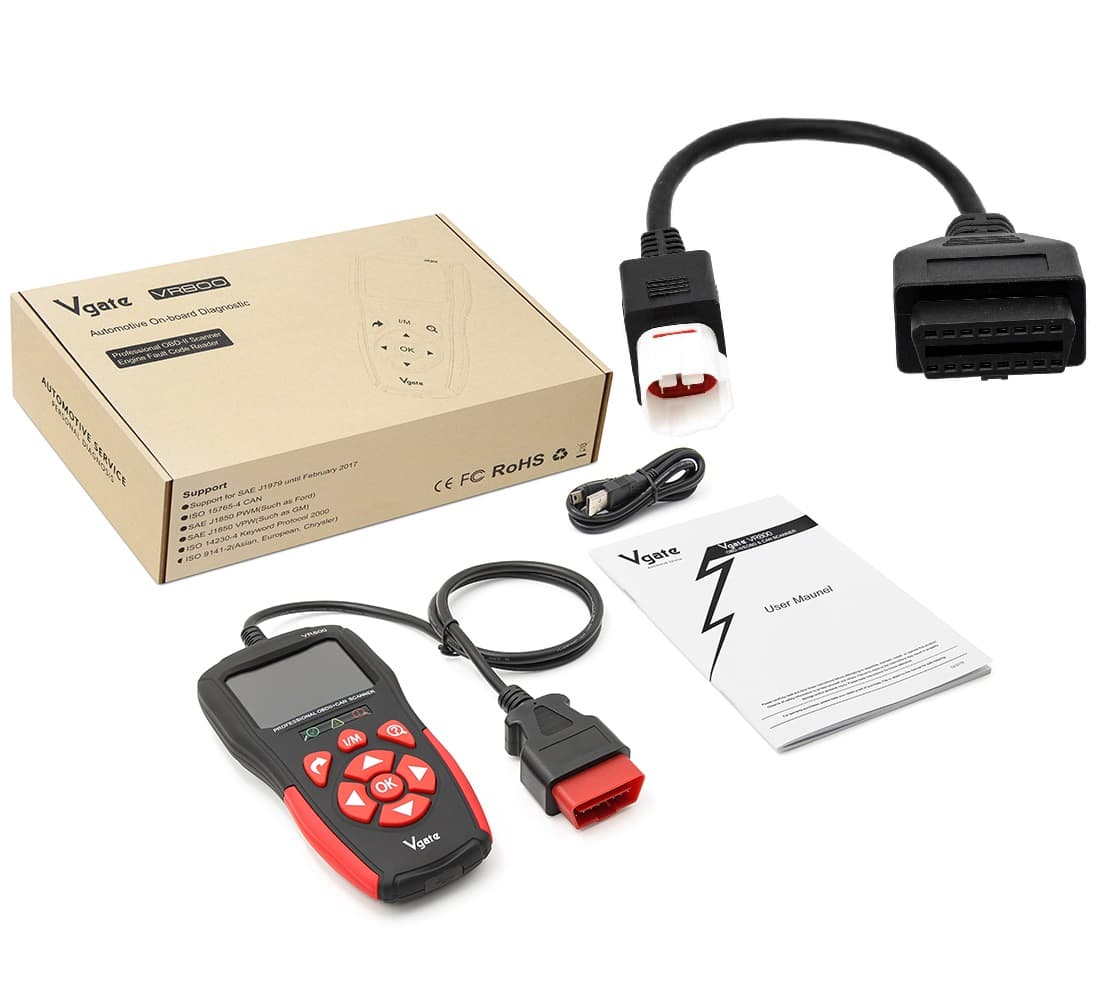 Diagnostyka motocykli Yamaha szyna CAN - Zestaw skaner błędów Vgate VR800 z językiem polskim + adapter 4-pin