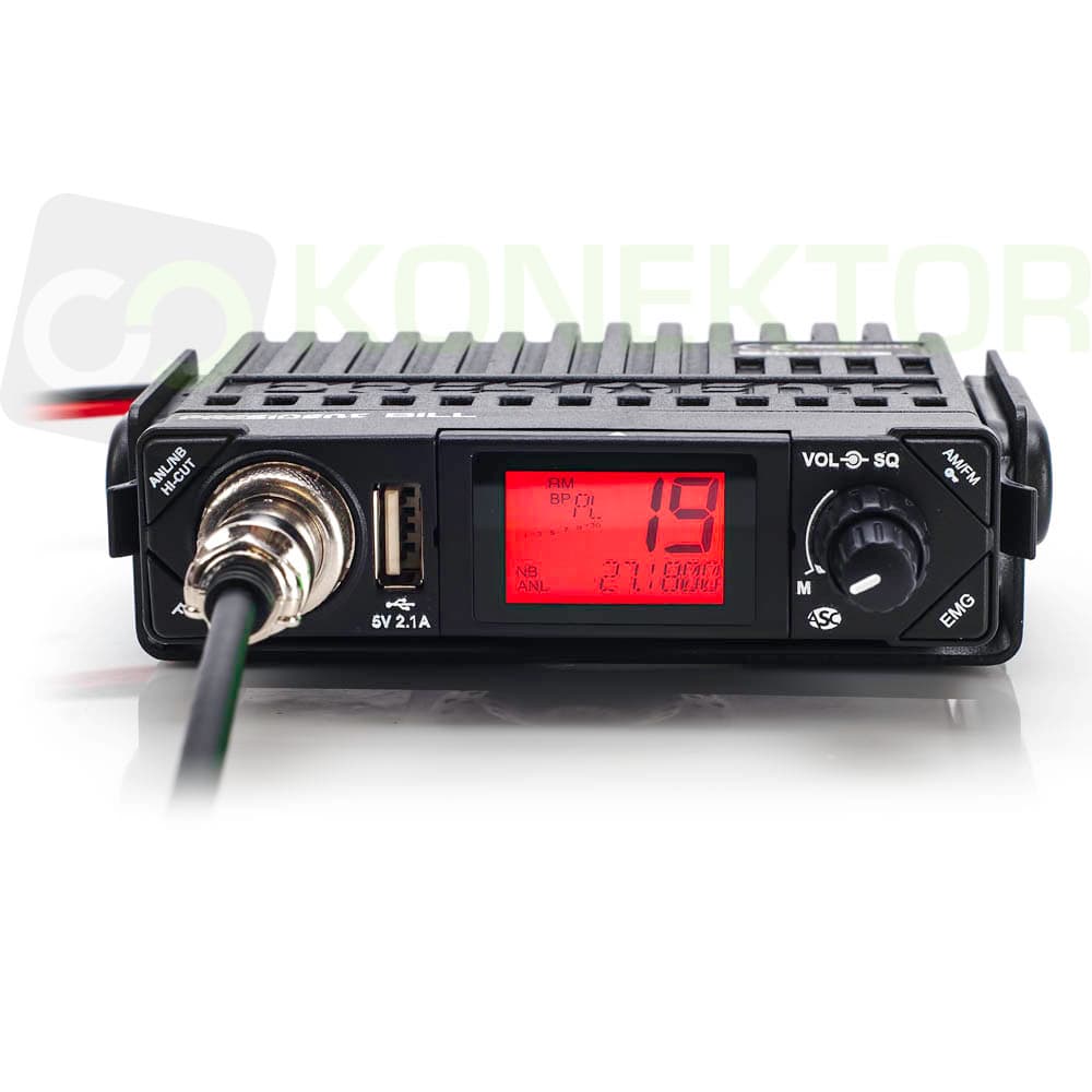 PRESIDENT BILL ASC + SIRIO ML-145 MAG 142cm kabel 3,60m ZESTAW - Cb radio do dyskretnego montażu