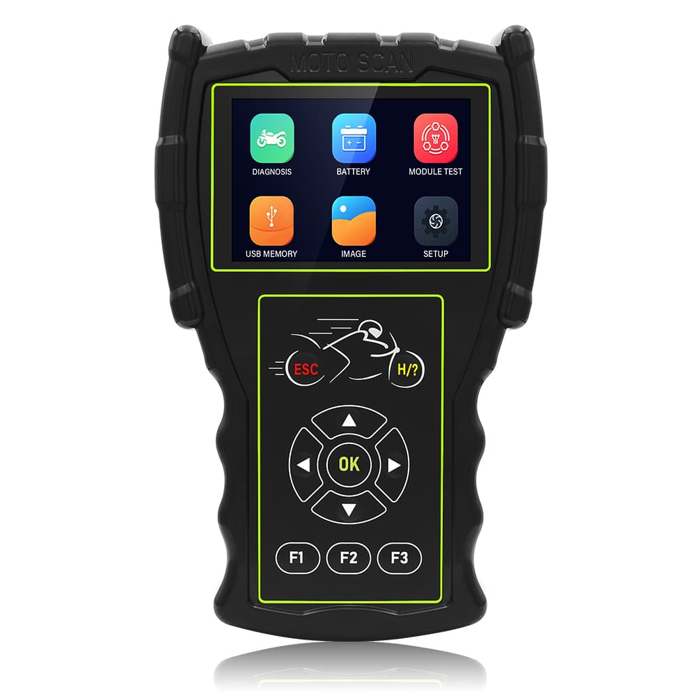 JDiag M100 Pro uniwersalny skaner diagnostyczny OBD-2 do motocykli (funkcja testera baterii, adaptery w zestawie)