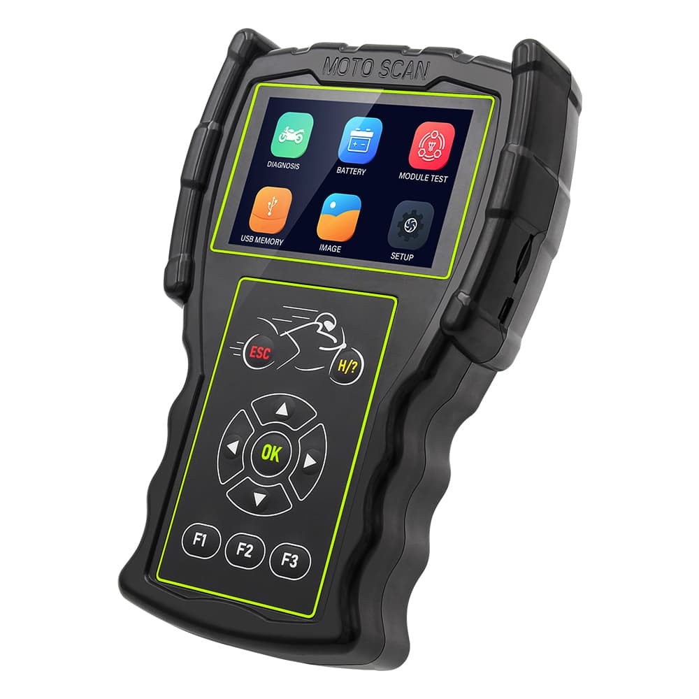 JDiag M100 Pro uniwersalny skaner diagnostyczny OBD-2 do motocykli (funkcja testera baterii, adaptery w zestawie)