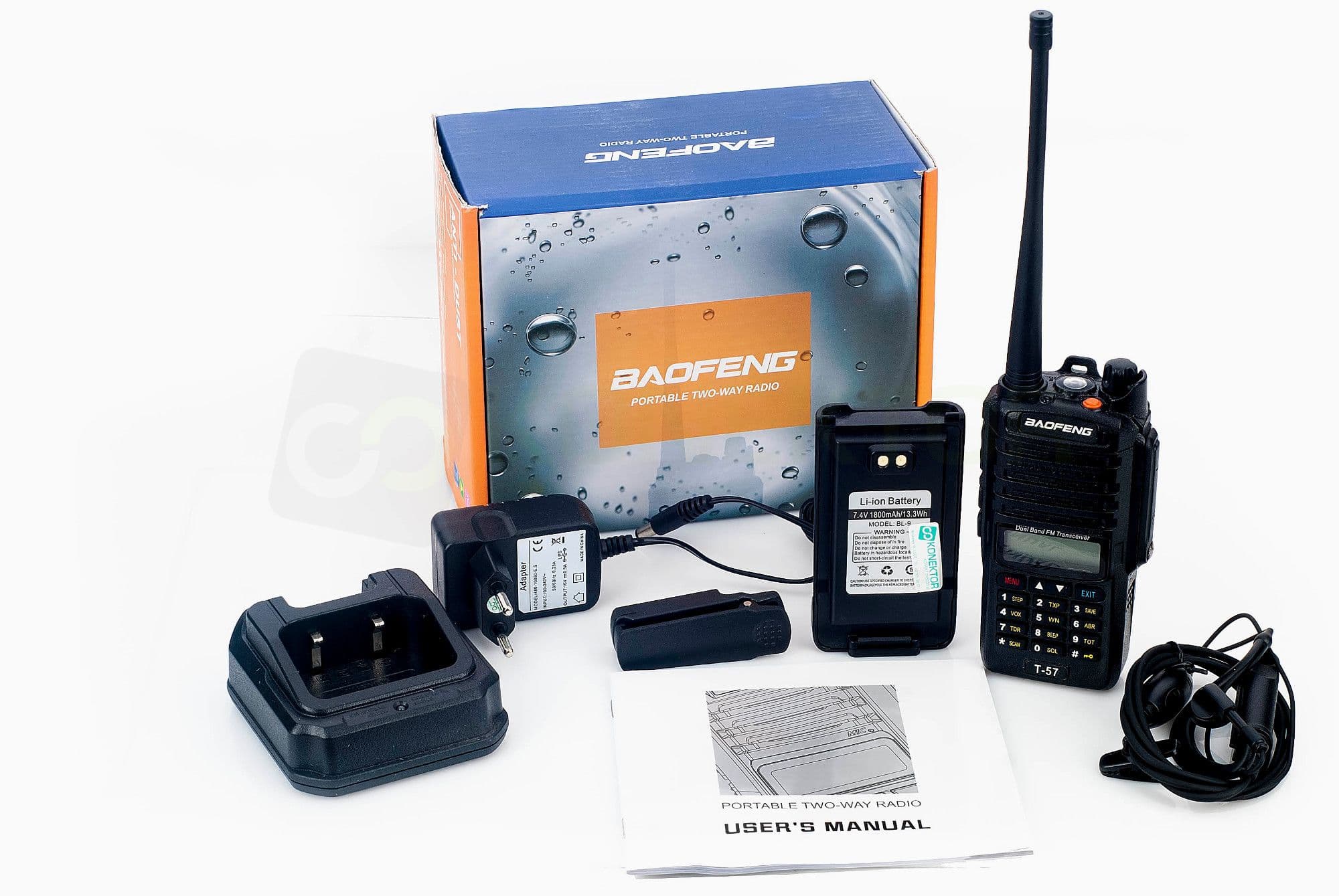 BAOFENG UV-9R Plus radiotelefon ręczny 8W VHF/UHF 136-174/400-520MHz wodoszczelny norma IP-68 WOPR, budowy (jak Baofeng T-57)