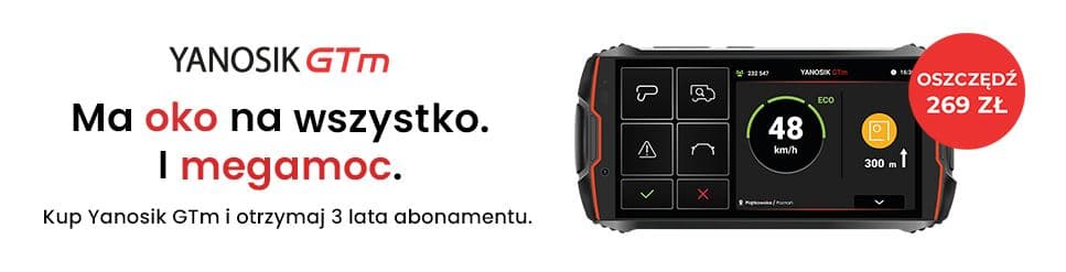 Yanosik GTm legalny antyradar + abonament - komunikator drogowy z dotykowym ekranem