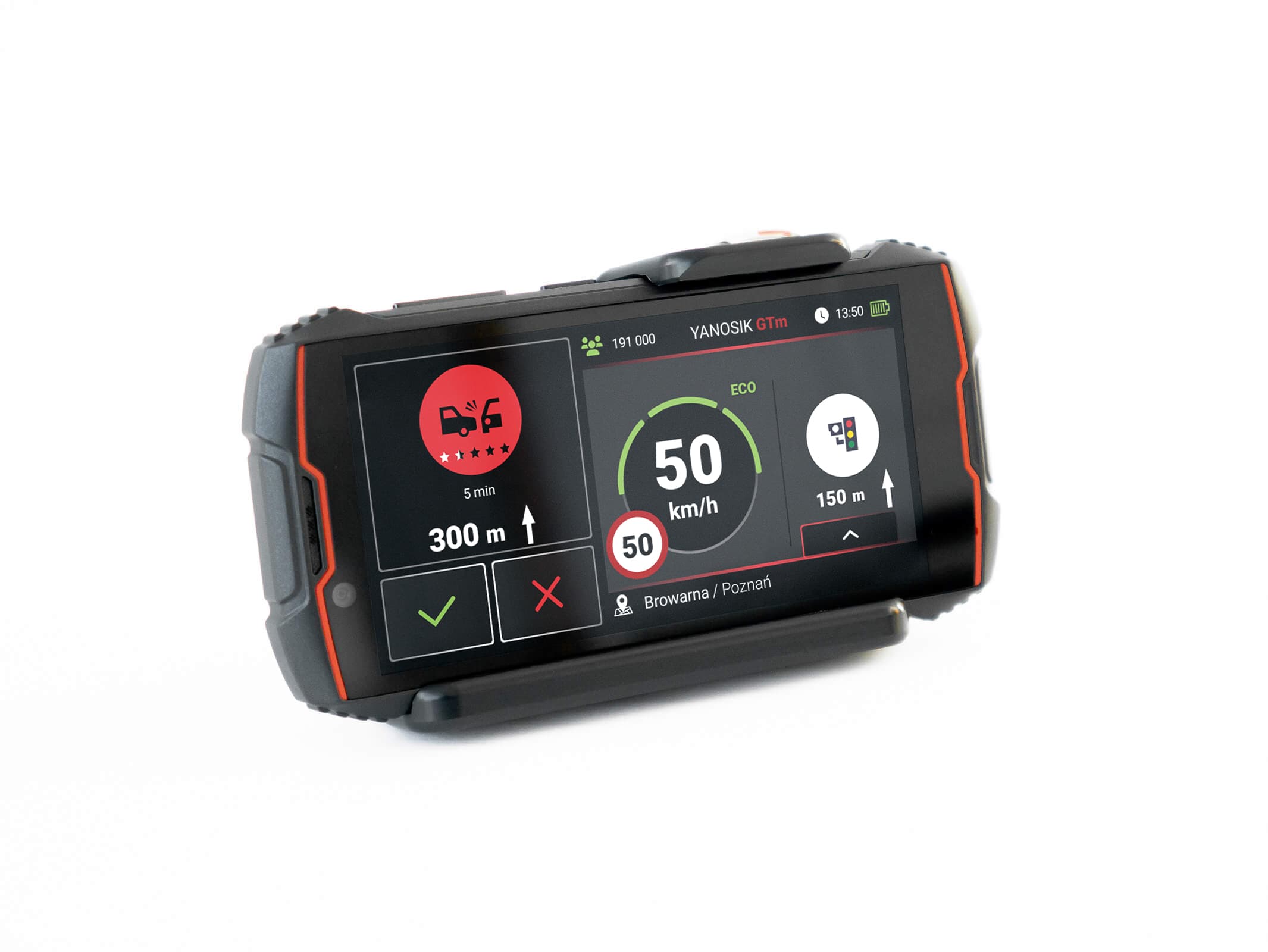 Yanosik GTm legalny antyradar + abonament - komunikator drogowy z dotykowym ekranem