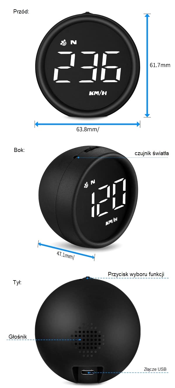 Wyświetlacz samochodowy G1 wskaźnik prędkości do Twojego auta - prędkościomierz GPS / HUD