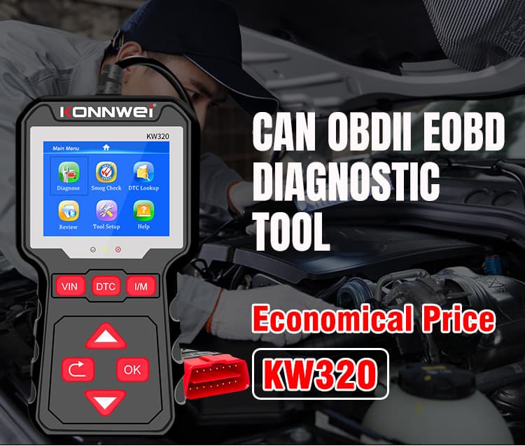 Konnwei KW320 skaner interfejs diagnostyczny OBD-2 *** POLSKIE MENU *** - odczyt/kasowanie błędów (np. check engine), uniwersalny, samochody od 2001