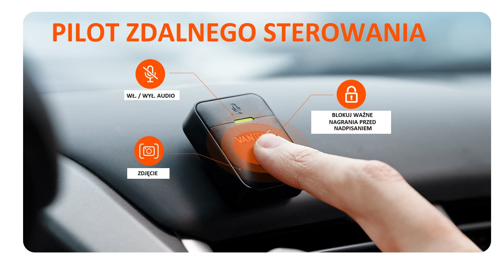 Zestaw VANTRUE E3 + karta pamięci 512GB + moduł zasilania - potrójny wideorejestrator samochodowy (1944P+1080P+1080P 30FPS) 