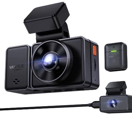 Zestaw VANTRUE E3 + karta pamięci 512GB + moduł zasilania - potrójny wideorejestrator samochodowy (1944P+1080P+1080P 30FPS) 