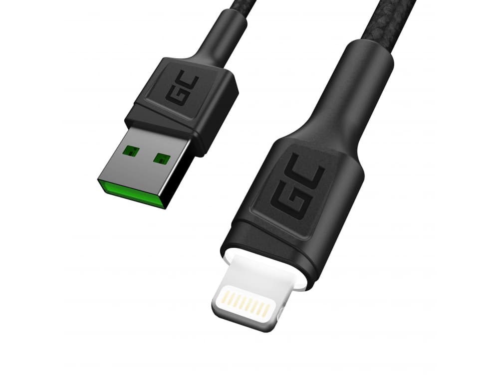 Zestaw trzech kabli GC RAY 30,120, 200cm przewody zasilające USB-A / Lightning - LED nylonowe wytrzymałe SUPERJAKOŚĆ Apple Iphone, Ipad, Airpods