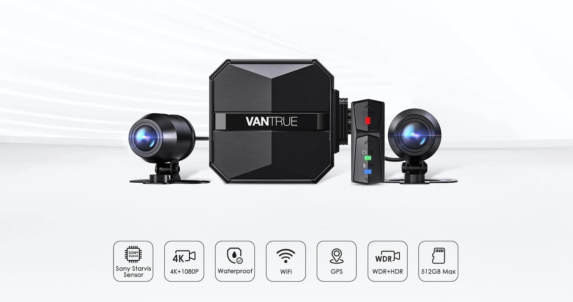 Vantrue Falcon 1 F1 kamera motocyklowa - rejestrator jazdy 2CH 4K + Full HD 1080p / WiFi / GPS