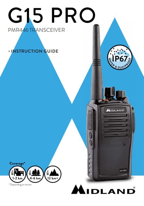 Midland G15 PRO profesjonalna krótkofalówka PMR bez zezwoleń, VOX, IP67