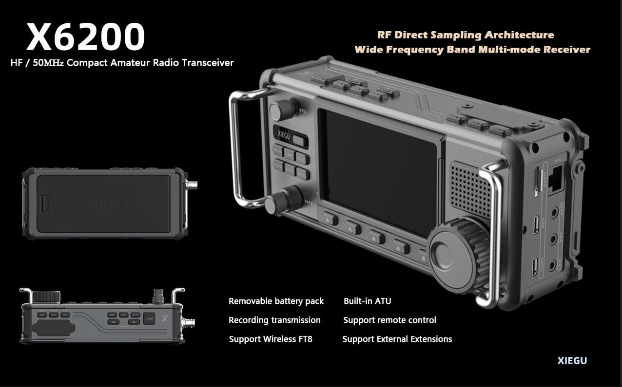 XIEGU X6200 przenośny radiotelefon amatorski SDR HF/50 MHz, ATU, odłączany akumulator, duży 4" wyświetlacz NOWOŚĆ!, PEŁNA POLSKA INSTRUKCJA