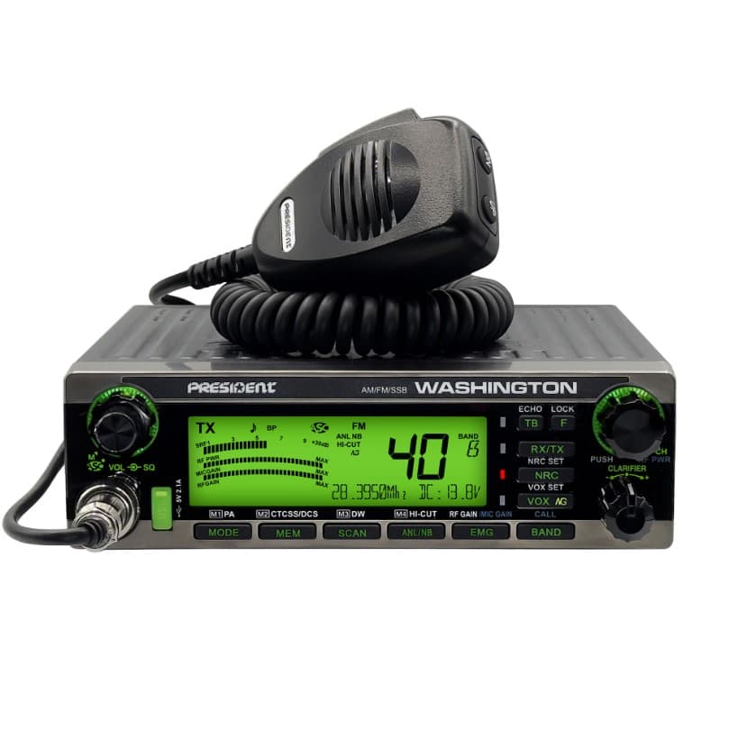 PRESIDENT WASHINGTON EXPORT + aktywny układ chłodzenia - radiotelefon amatorski AM/FM/SSB moc do 80W PEP, funkcja przemiennika