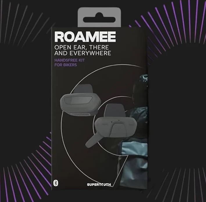 Supertooth ROAMEE interkom i zestaw głośnomówiący bluetooth do kasku dla rowerzystów - zasięg do 300m (interkom na rower)