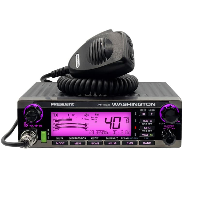 PRESIDENT WASHINGTON EXPORT + aktywny układ chłodzenia - radiotelefon amatorski AM/FM/SSB moc do 80W PEP, funkcja przemiennika