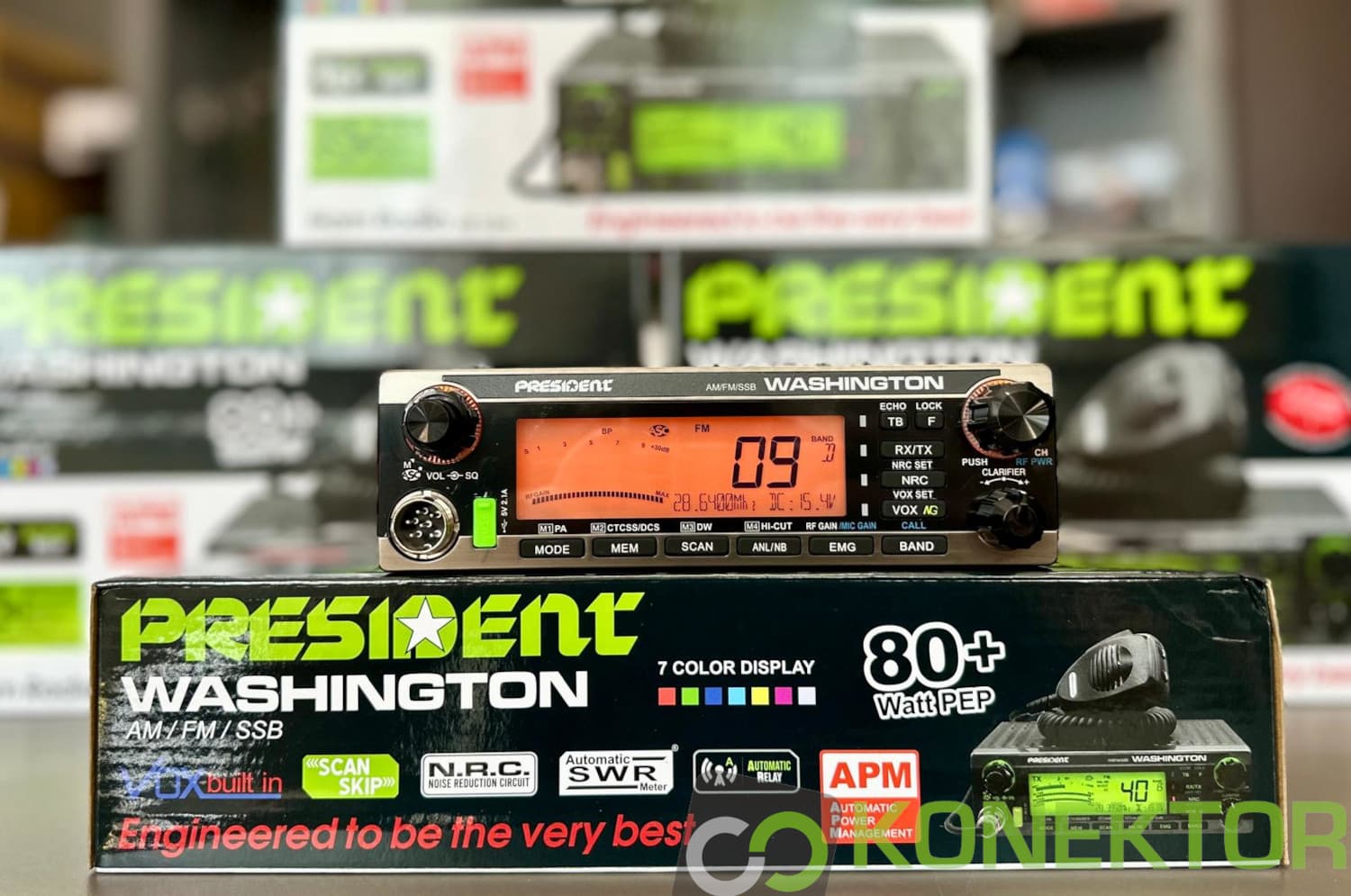 PRESIDENT WASHINGTON EXPORT + aktywny układ chłodzenia - radiotelefon amatorski AM/FM/SSB moc do 80W PEP, funkcja przemiennika